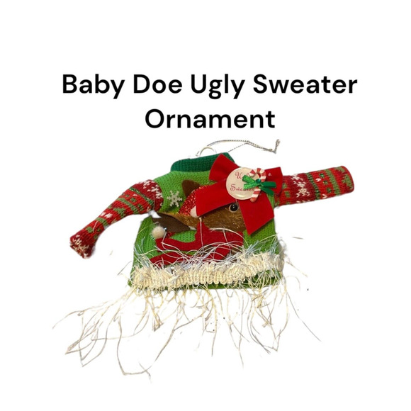 Baby Doe Deer Ugly Sweater Christmas Tree Ornament Clothes Hanger Hook NEW - Picture 1 of 4